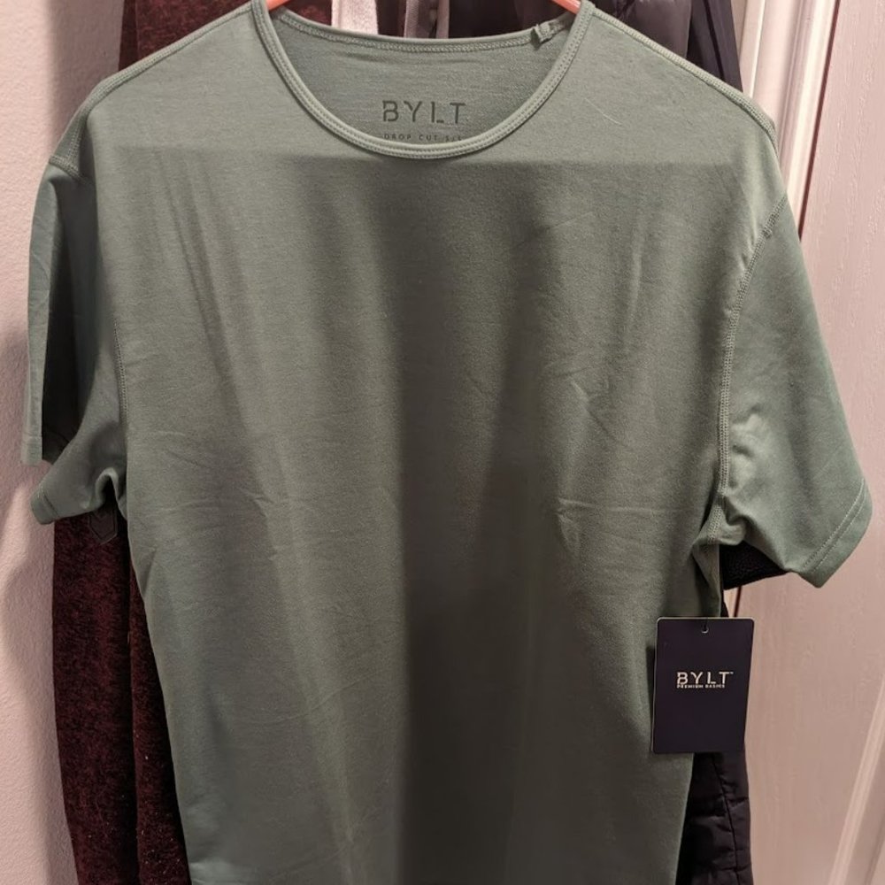 BYLT Signature Drop-Cut Tee in Sage